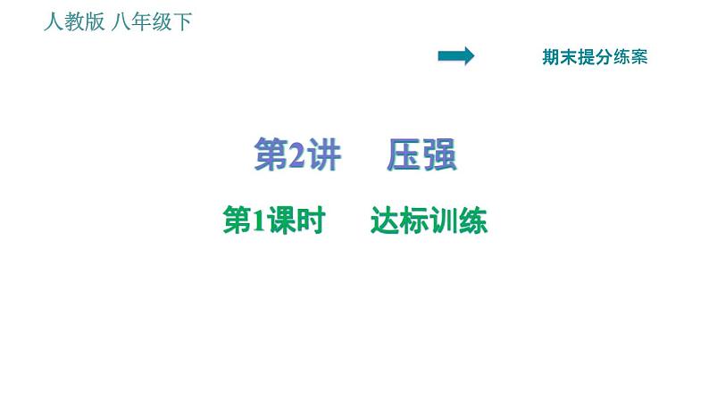 人教版八年级下册物理 期末提分练案 第2讲   第1课时   达标训练 习题课件第1页