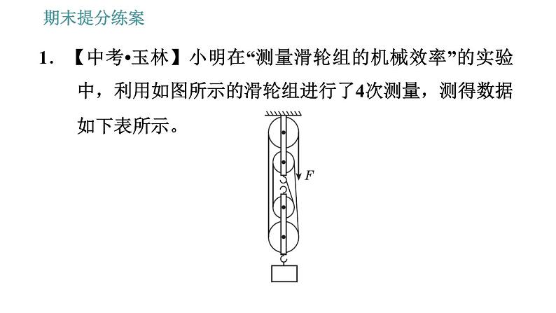 人教版八年级下册物理 期末提分练案 第5讲   第2课时   专项2探究机械效率的影响因素 习题课件第3页