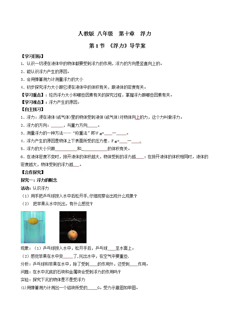 人教版物理八下10.1《浮力》课件+视频资料+教案+练习01