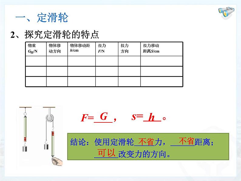9.2《滑轮》课件(共25张PPT)北师大版八年级物理08
