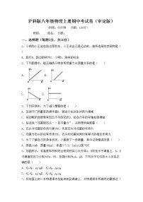 沪科版八年级物理上册期中考试卷（审定版）