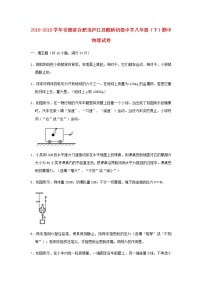 安徽省合肥市庐江县戴桥初级中学2018-2019学年八年级物理下学期期中试卷（含答案与解析）