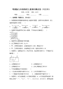 粤教版九年级物理上册期中测试卷（可打印）