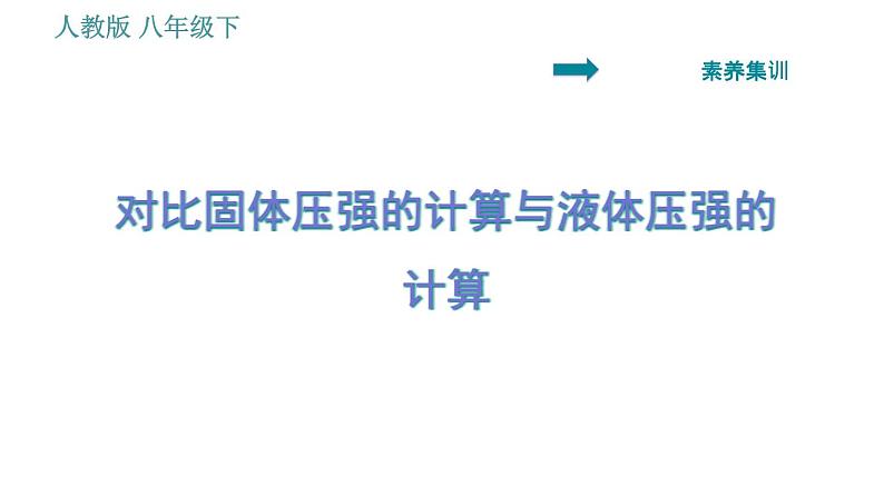 人教版八年级物理 第9章 素养集训   对比固体压强的计算与液体压强的计算 习题课件第1页