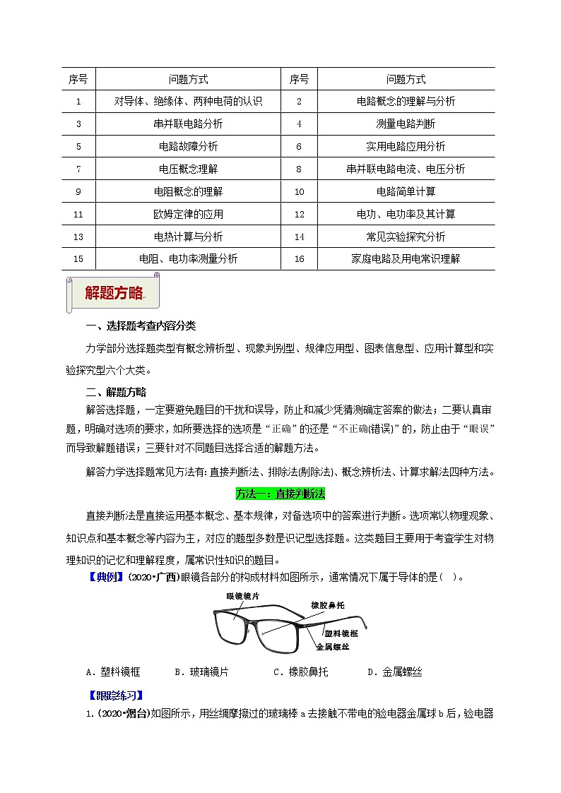 2023届初中物理二轮复习专题1.3  选择题（电学）（学生版）（最新）学案03