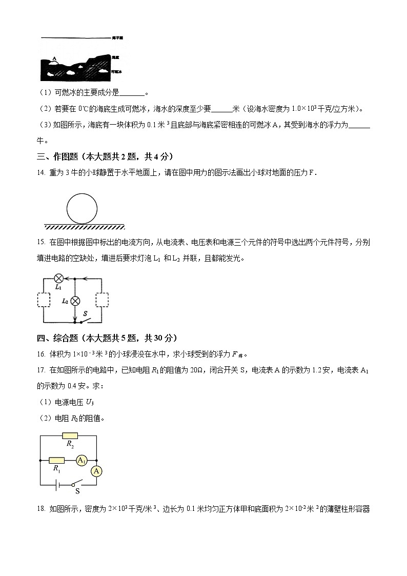 2022年上海市宝山区中考一模物理试题 带详解第3页