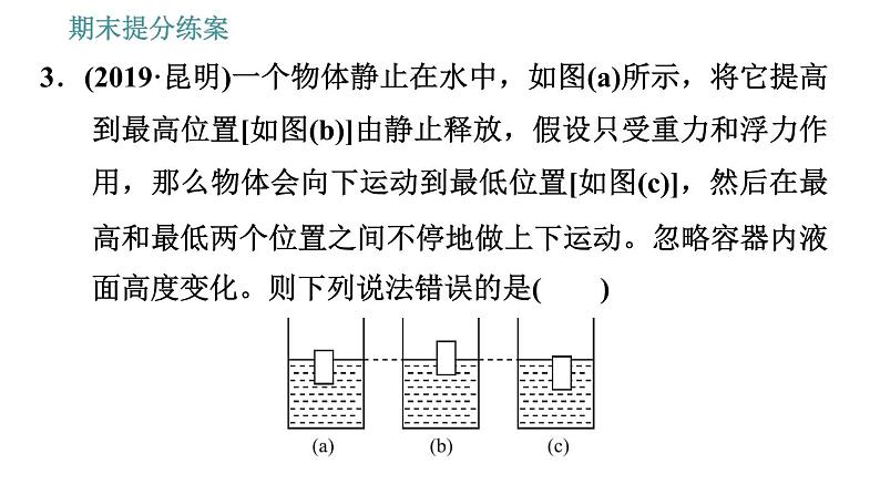 人教版八年级物理 期末提分练案 第3讲   第1课时   达标训练 习题课件08