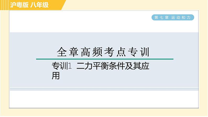 沪粤版八年级下册物理 第7章 专训1 二力平衡条件及其应用 习题课件01