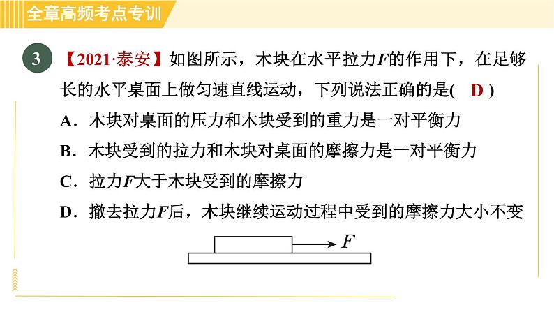 沪粤版八年级下册物理 第7章 专训1 二力平衡条件及其应用 习题课件07