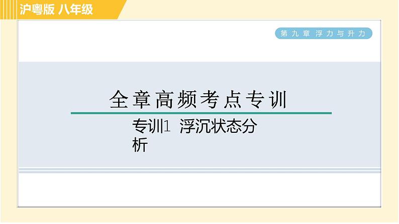 沪粤版八年级下册物理 第9章 专训1 浮沉状态分析 习题课件第1页