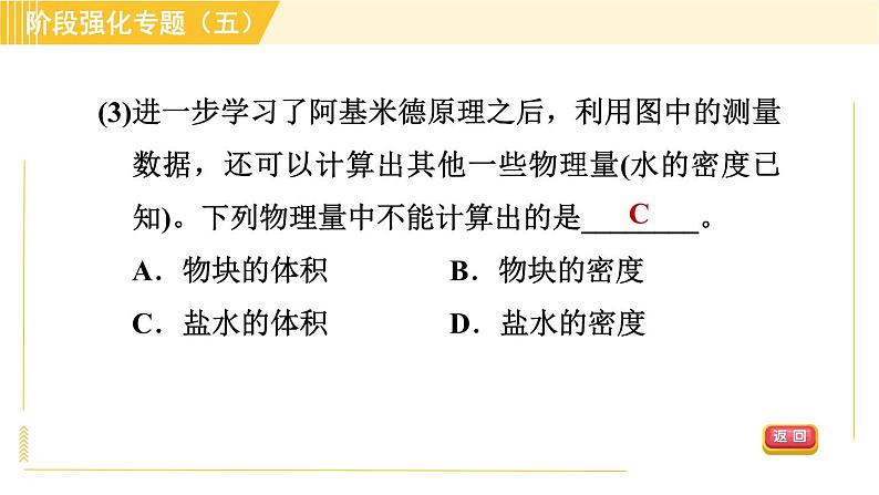 沪粤版八年级下册物理 第9章 专训1 浮力的探究与测量 习题课件05