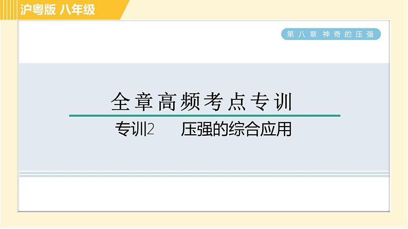 沪粤版八年级下册物理 第8章 专训2 压强的综合应用 习题课件01