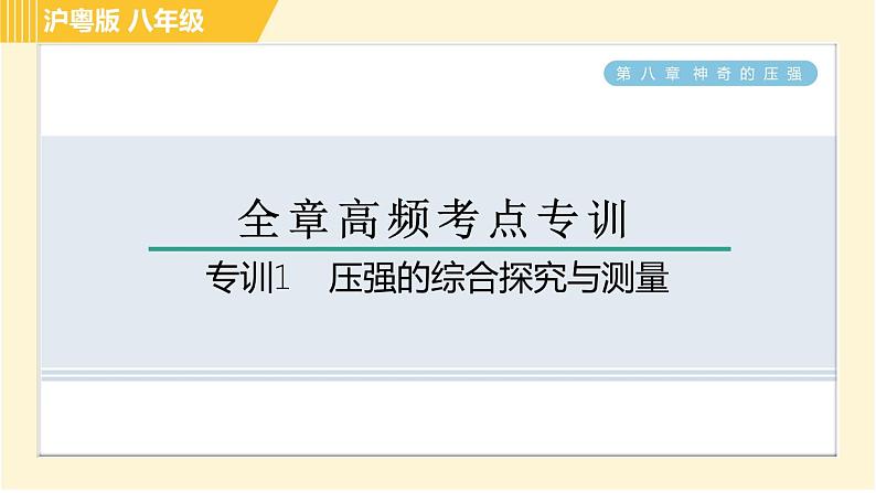 沪粤版八年级下册物理 第8章 专训1 压强的综合探究与测量 习题课件第1页