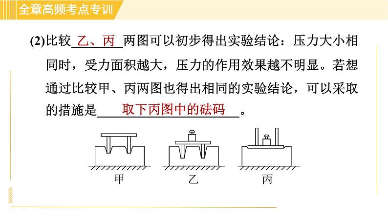 沪粤版八年级下册物理 第8章 专训1 压强的综合探究与测量 习题课件第4页