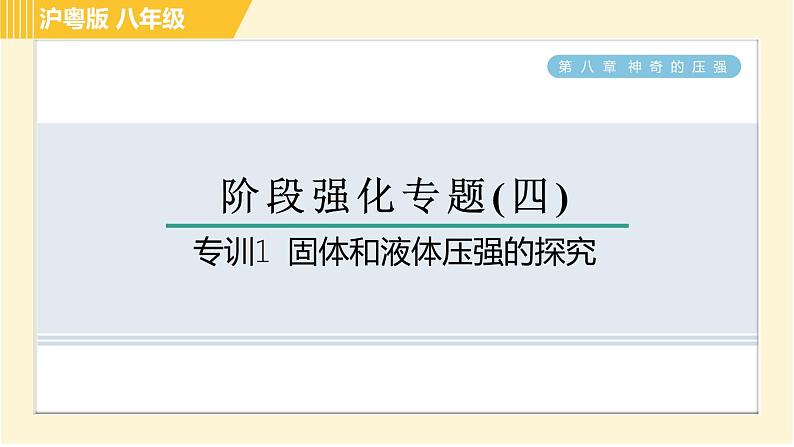 沪粤版八年级下册物理 第8章 专训1 固体和液体压强的探究 习题课件第1页