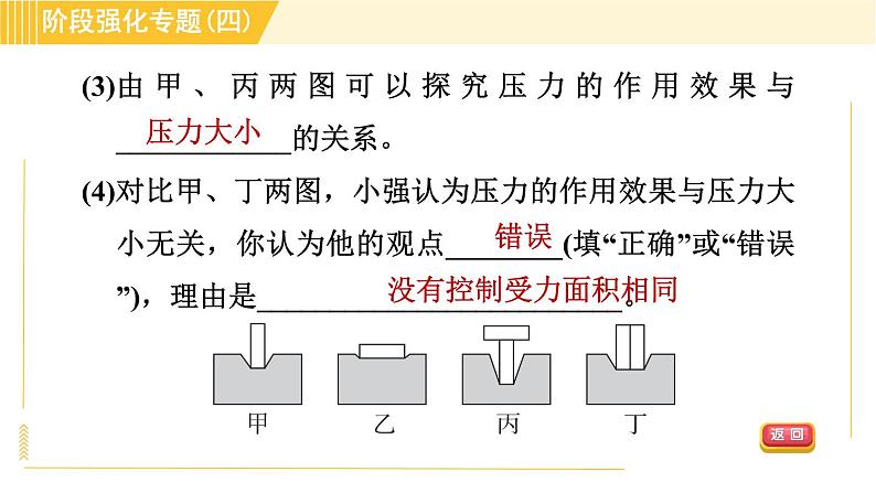 沪粤版八年级下册物理 第8章 专训1 固体和液体压强的探究 习题课件第4页