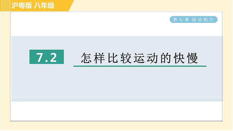 沪粤版八年级下册物理 第7章 7.2 怎样比较运动的快慢 习题课件第1页