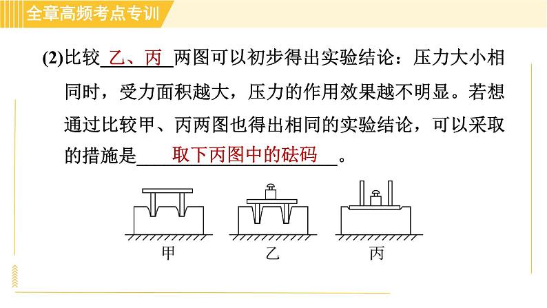 沪粤版八年级下册物理 第8章 专训1 压强的综合探究与测量 习题课件第4页