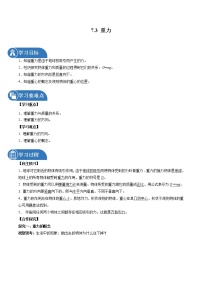 初中物理人教版八年级下册7.3 重力导学案及答案