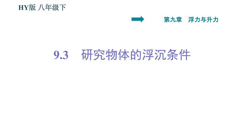 沪粤版八年级下册物理 第9章 9.3　研究物体的浮沉条件 习题课件第1页