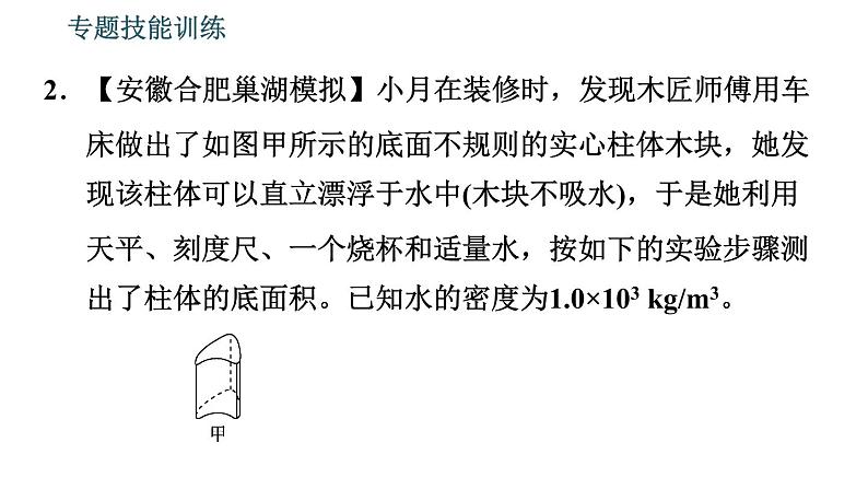 沪粤版八年级下册物理 第9章 专题技能训练  10.浮力与密度的测量 习题课件第8页