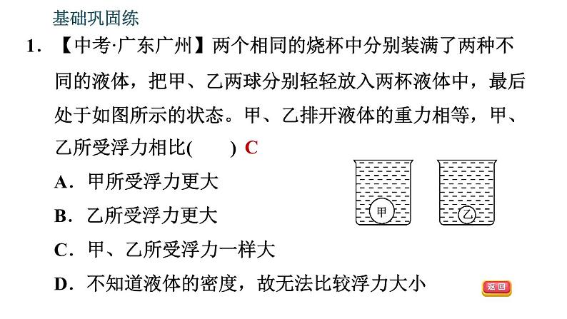 沪粤版八年级下册物理 第9章 9.2　阿基米德原理 习题课件第4页