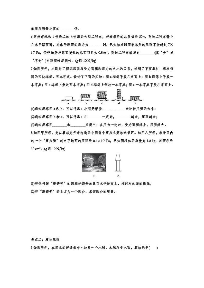 2022中考物理考点提升训练专题10：压强（含答案）第2页