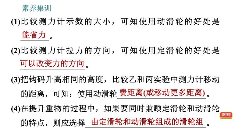 人教版八年级下册物理 第12章 素养集训2   滑轮、滑轮组的特点 习题课件第7页