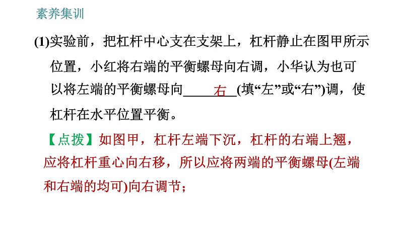 人教版八年级下册物理 第12章 素养集训1   探究杠杆的平衡条件 习题课件第8页