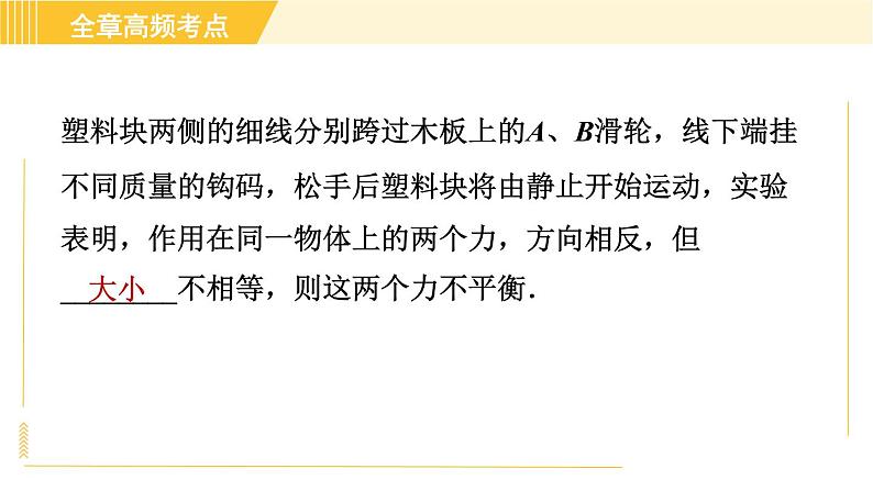 苏科版八年级下册物理 第9章 全章高频考点专训 专训3 相关“力与运动”的实验探究 习题课件第4页