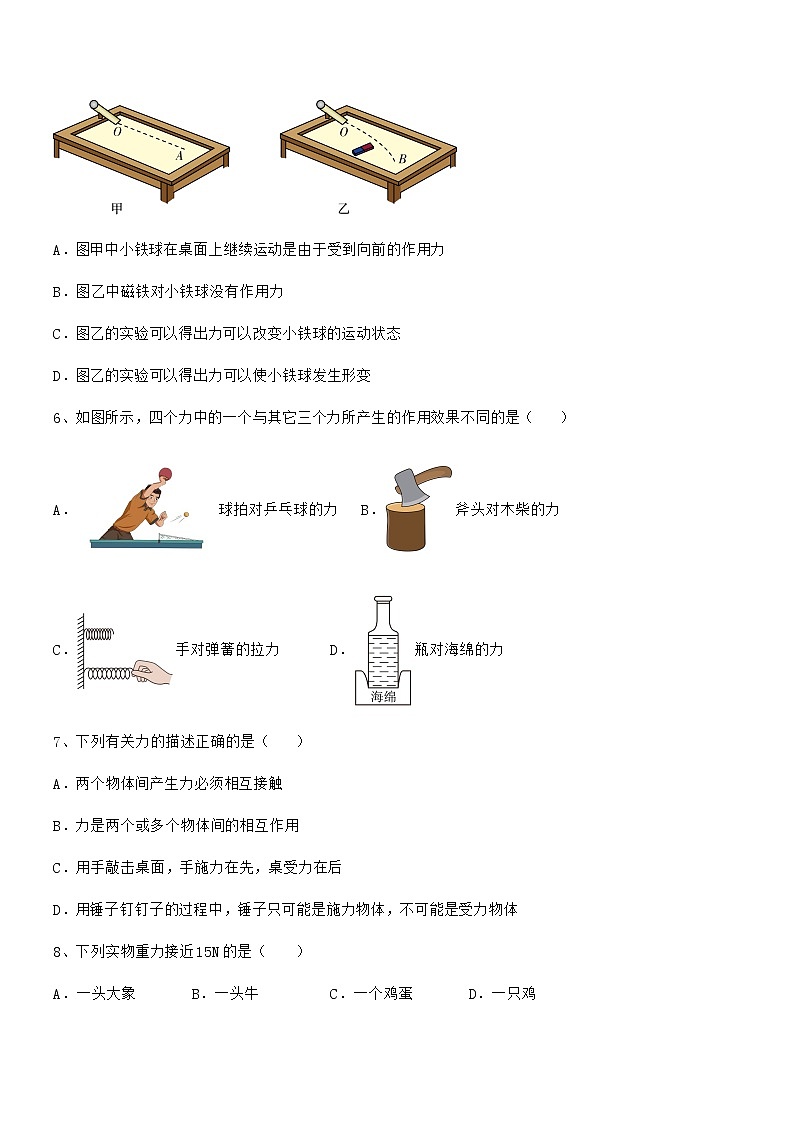 2020-2021学年人教版八年级物理下册第七章力期中试卷必考题第2页