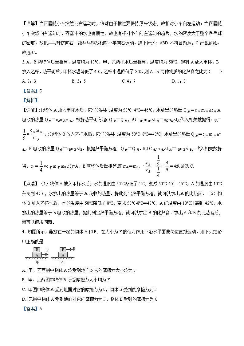 精品解析：2020年湖南省邵阳市三中中考一模物理试题（解析版）第2页