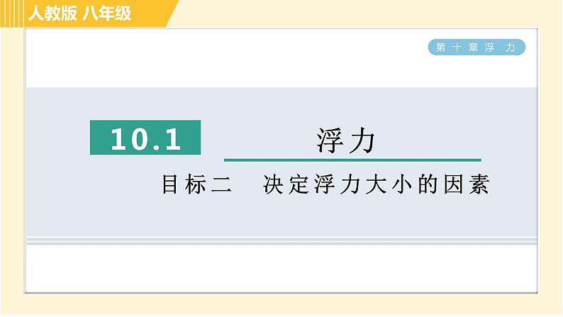 人教版八年级下册物理 第10章 10.1目标二 决定浮力大小的因素 习题课件第1页