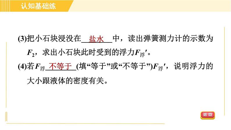 人教版八年级下册物理 第10章 10.1目标二 决定浮力大小的因素 习题课件第4页