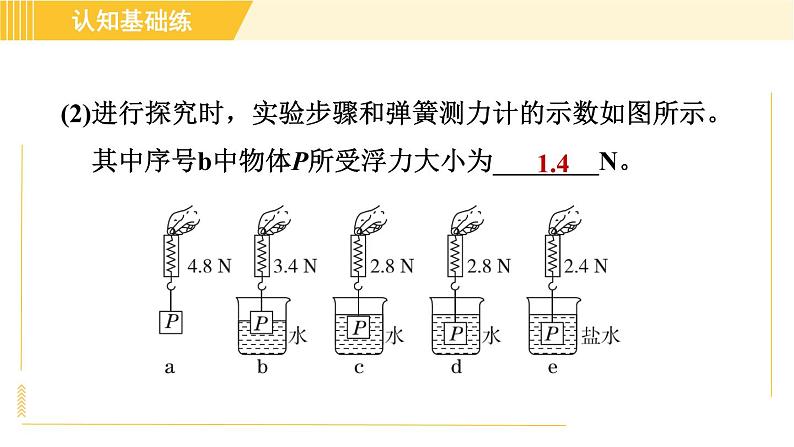 人教版八年级下册物理 第10章 10.1目标二 决定浮力大小的因素 习题课件第7页