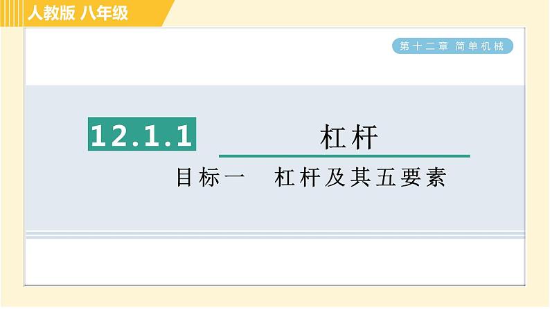 人教版八年级下册物理 第12章 12.1.1目标一 杠杆及其五要素 习题课件01