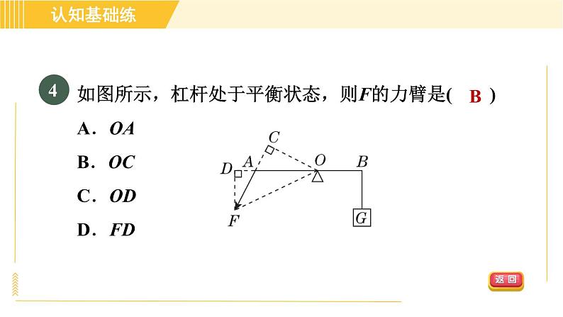 人教版八年级下册物理 第12章 12.1.1目标一 杠杆及其五要素 习题课件07