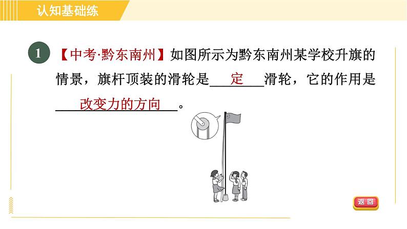 人教版八年级下册物理 第12章 12.2.1目标一 认识定滑轮和动滑轮 习题课件第3页