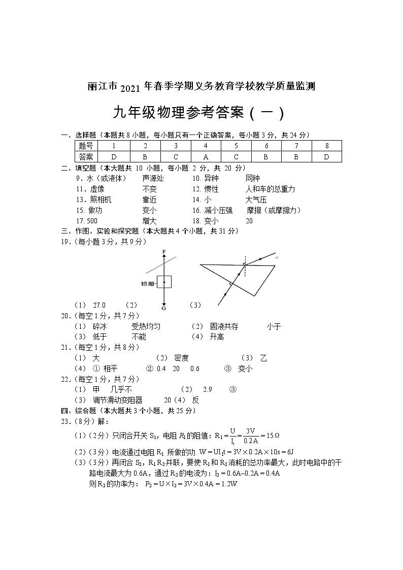 物理答案（一）第1页
