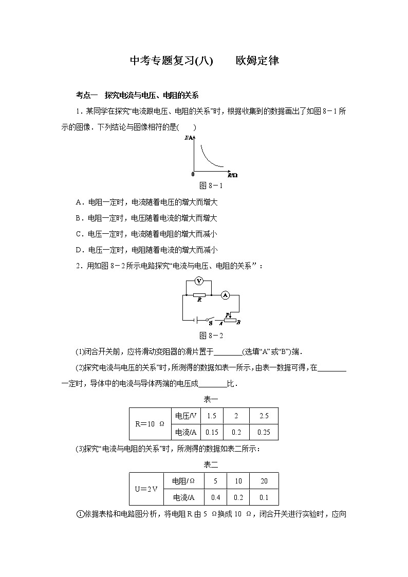 2021年初中物理二轮专项复习(八)   欧姆定律第1页