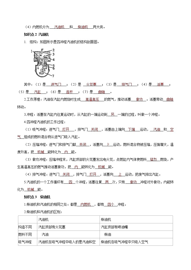 14.1 热机 预学导航 初中物理人教版九年级全一册学案02