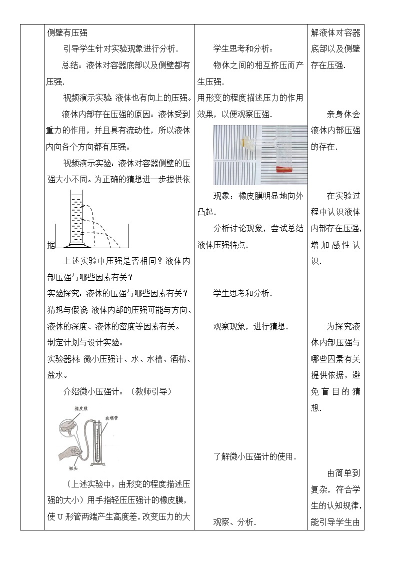 初二物理（师大版）-探究影响液体压强的因素-1教学设计第2页