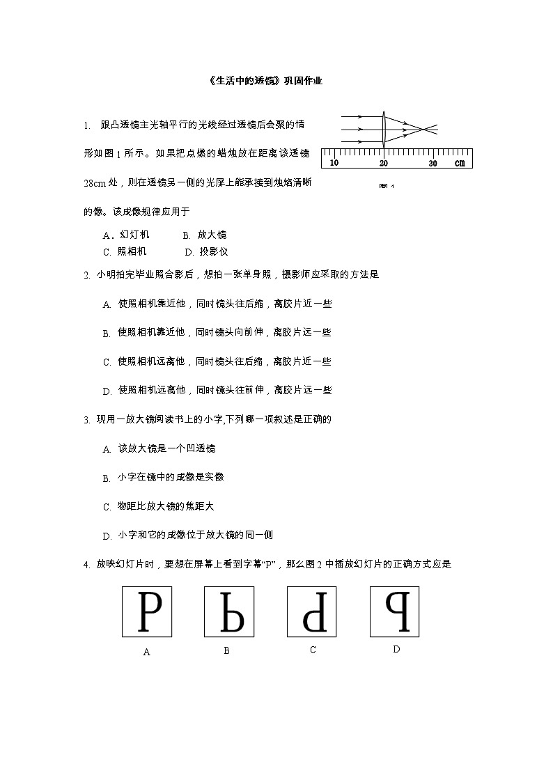 初二物理（师大版）-生活中的透镜-3学案第1页