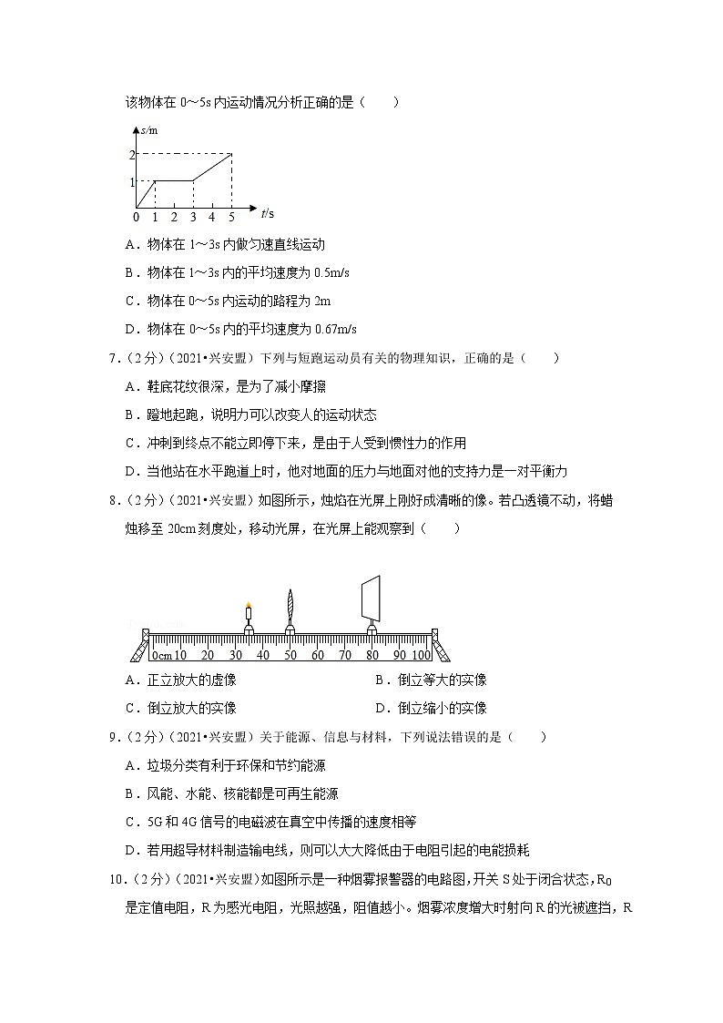 2021年内蒙古呼伦贝尔、兴安盟中考物理试卷02
