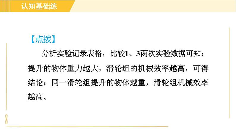 人教版八年级下册物理 第12章 12.3.1目标二 机械效率的测量 习题课件第8页