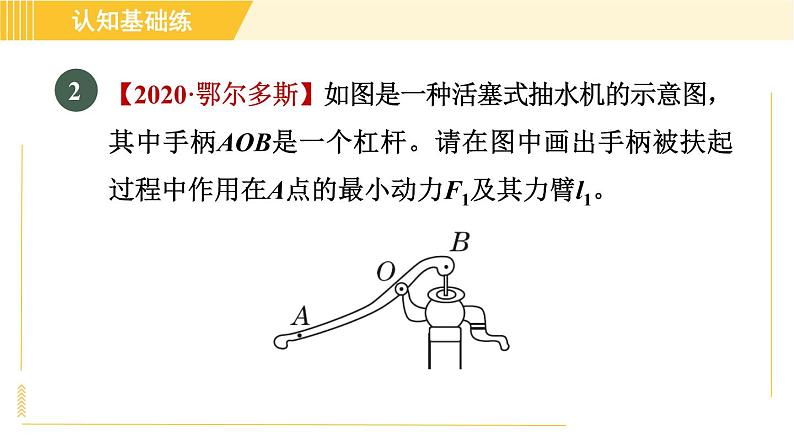 人教版八年级下册物理 第12章 12.1.2目标二 使用杠杆的最小力问题 习题课件第5页