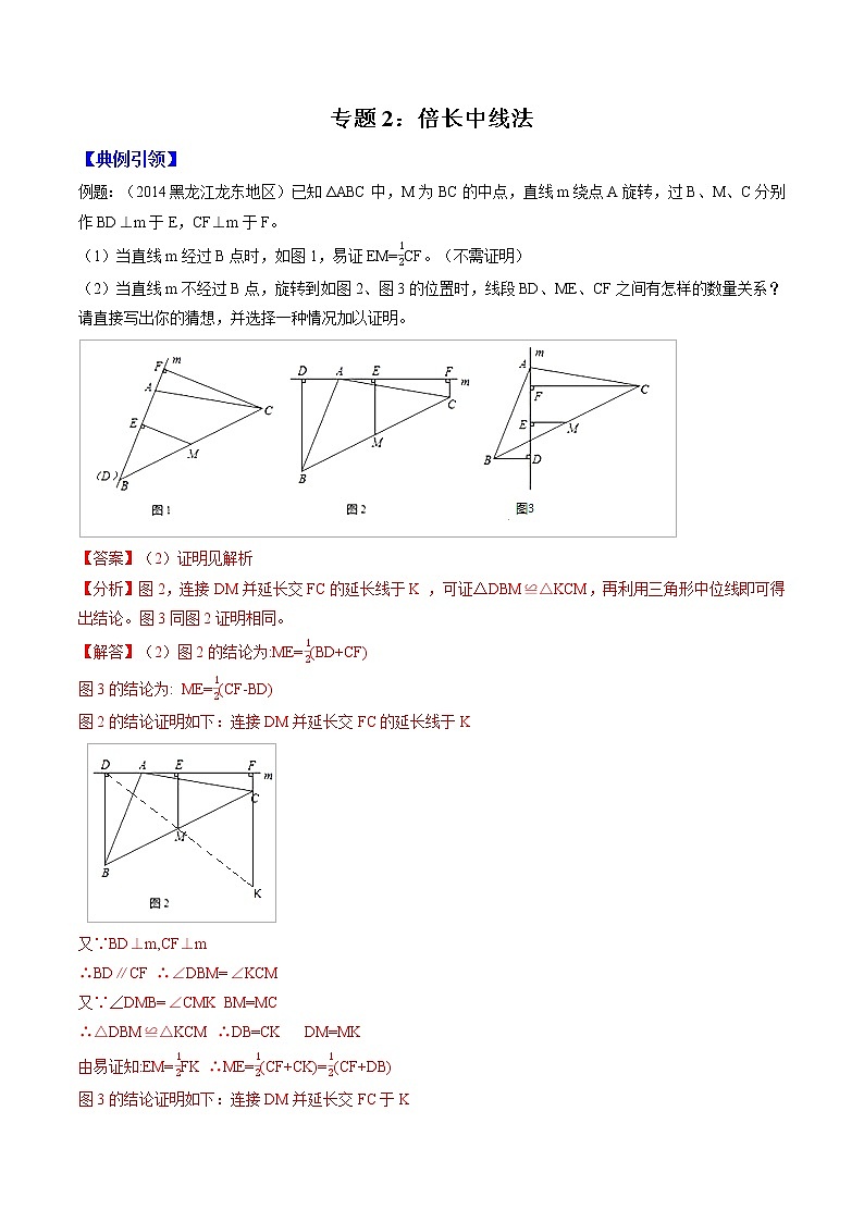 专题02 倍长中线法（教师版）第1页