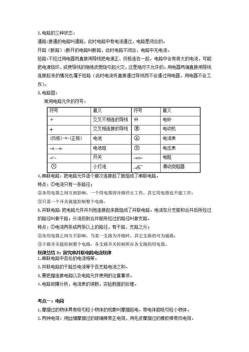专题15 电路电流-2022年中考物理一轮复习考点方法大突破`学案02