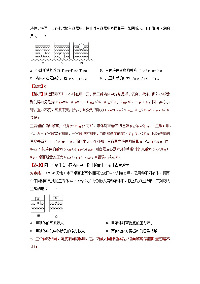 专题26  压强、浮力综合分析和计算（学生版）第2页