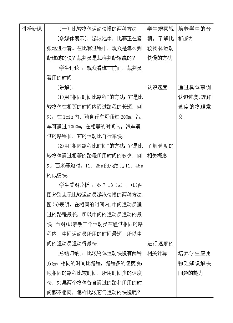 7.2怎样比较运动的快慢-精品教案第2页
